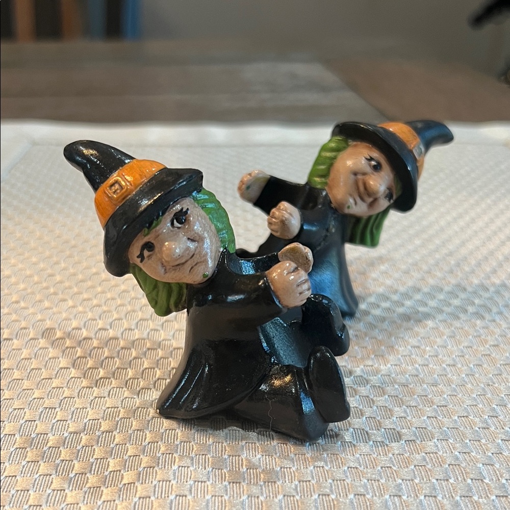 Rare Halloween Ceramic Witch Candleholders